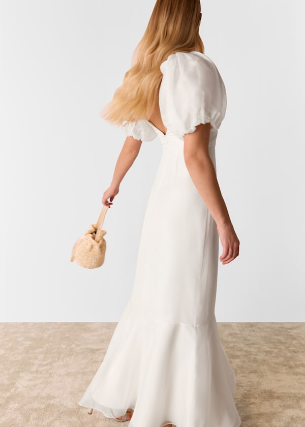 Ivory Sabrina Silk Wedding Dress